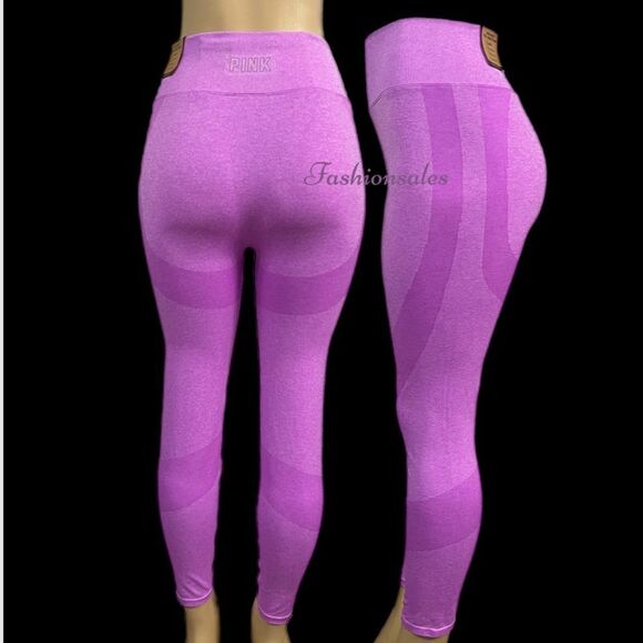 Victoria Secret PINK Seamless Workout Tight High Waist Full length tight Berry - Picture 3 of 5